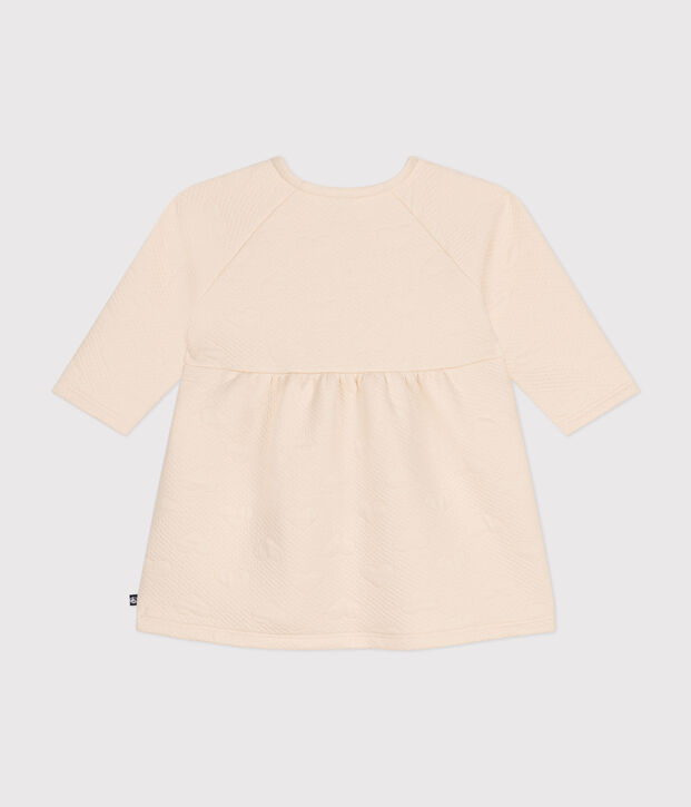 Babies' long-sleeved quilted tube knit dress Ecru