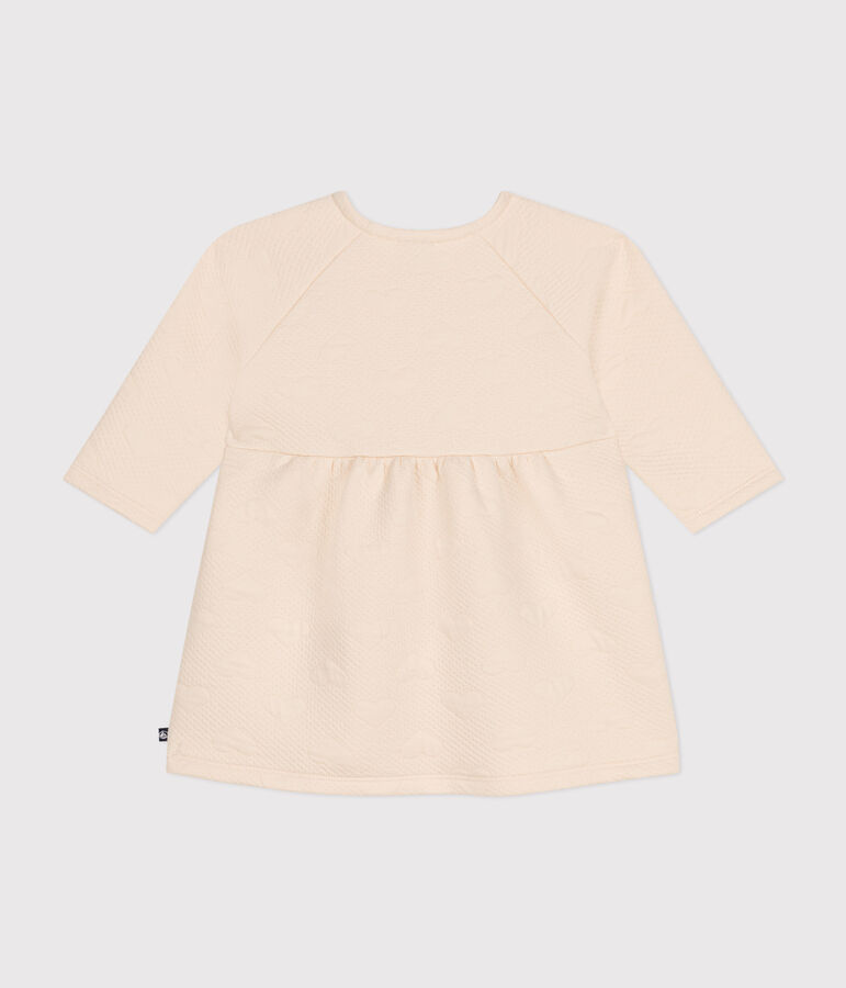 Babies' long-sleeved quilted tube knit dress AVALANCHE Ecru