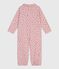 Babies' printed cotton jumpsuit/sleeping bag with a collar JOLI pink/MULTICO white