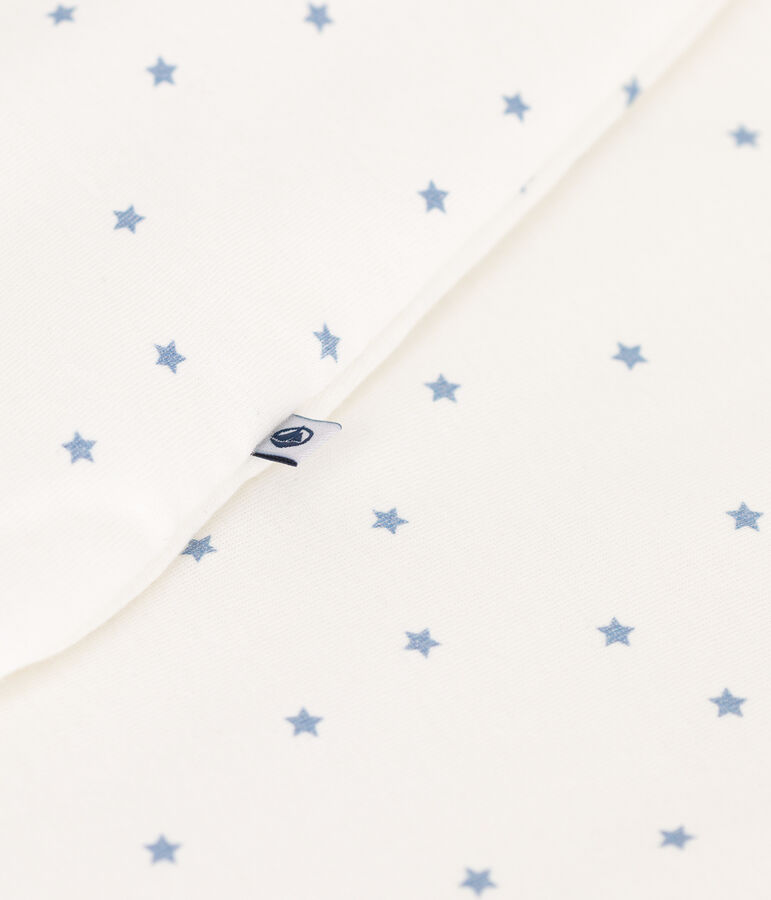 Baby sleeping bag in printed cotton TOG 1.5 MARSHMALLOW white/ALASKA blue