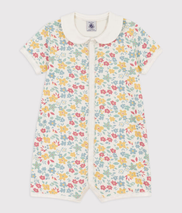 Babies' Floral Cotton Playsuit white/multicolor
