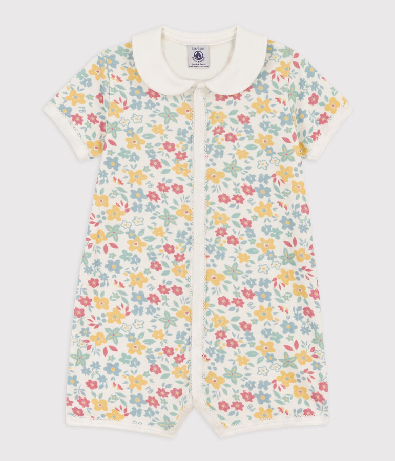 Babies' Floral Cotton Playsuit white/multicolor