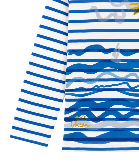 Boys' Creative Striped Top MARSHMALLOW white/PERSE blue
