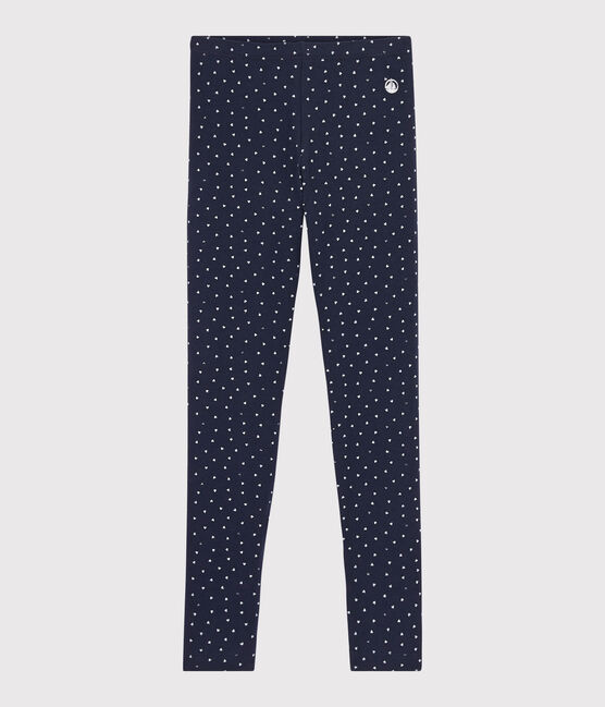 Girls' Lycra Jersey Leggings SMOKING blue/MULTICO white