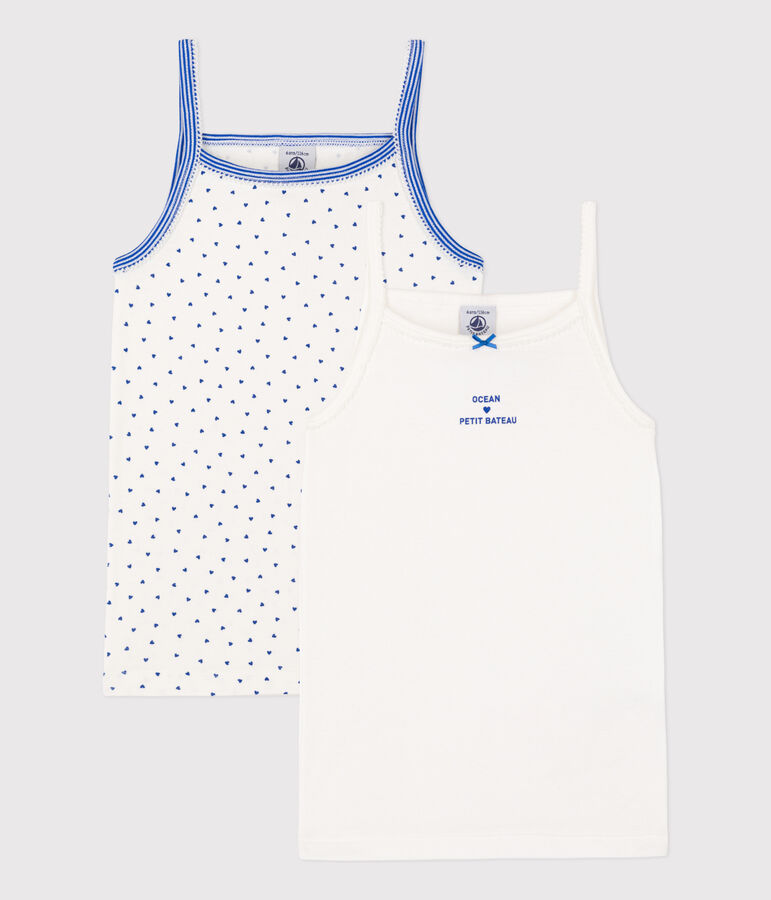 Girls' Cotton Strappy Vests - 2-Pack multicolor