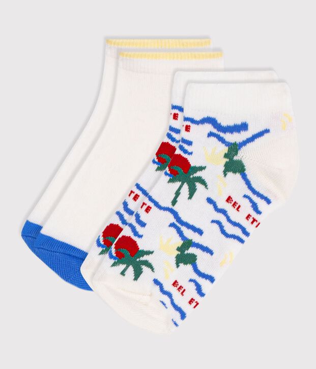 Children's palm tree-print cotton socks - 2-pack multicolor