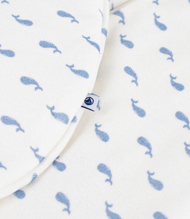 Babies' 3 TOG whale-print corduroy sleeping bag blue/blue