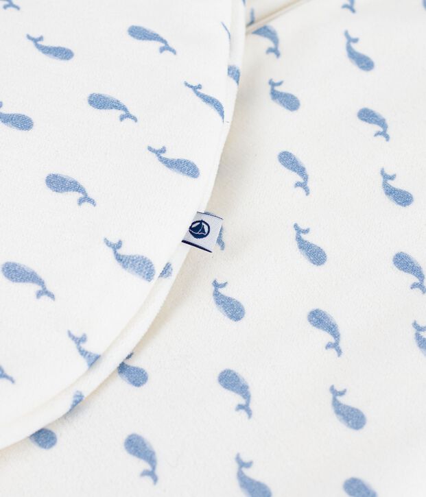 Babies' 3 TOG whale-print corduroy sleeping bag blue/blue