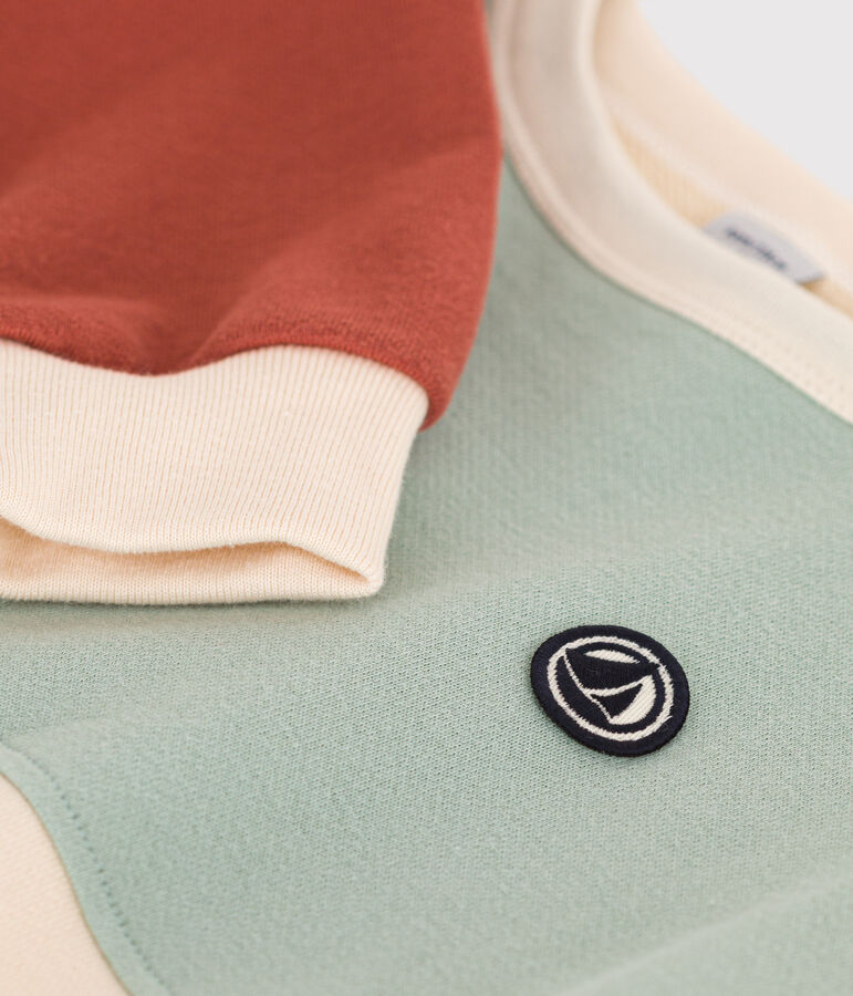 Boys' Colourblock Fleece Sweatshirt Ecru/multicolor