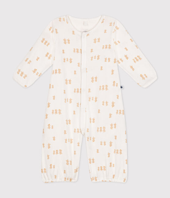 Babies' cotton one-piece/sleep sack MARSHMALLOW white/GRIS grey