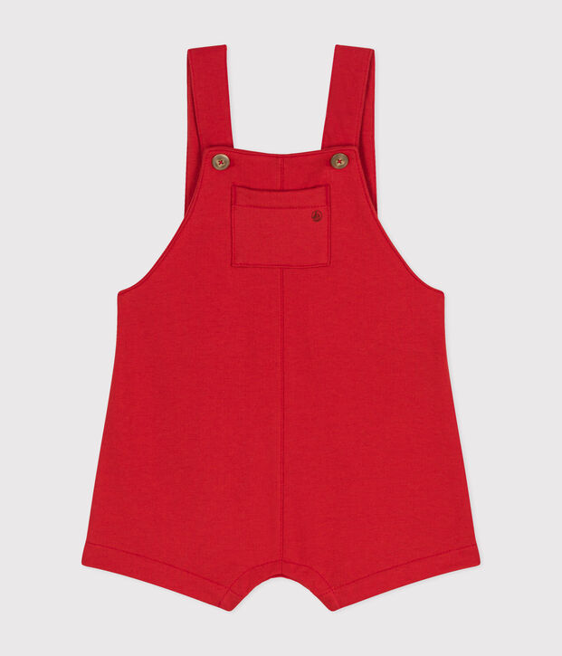 Babies' Short Lightweight Fleece Dungarees red