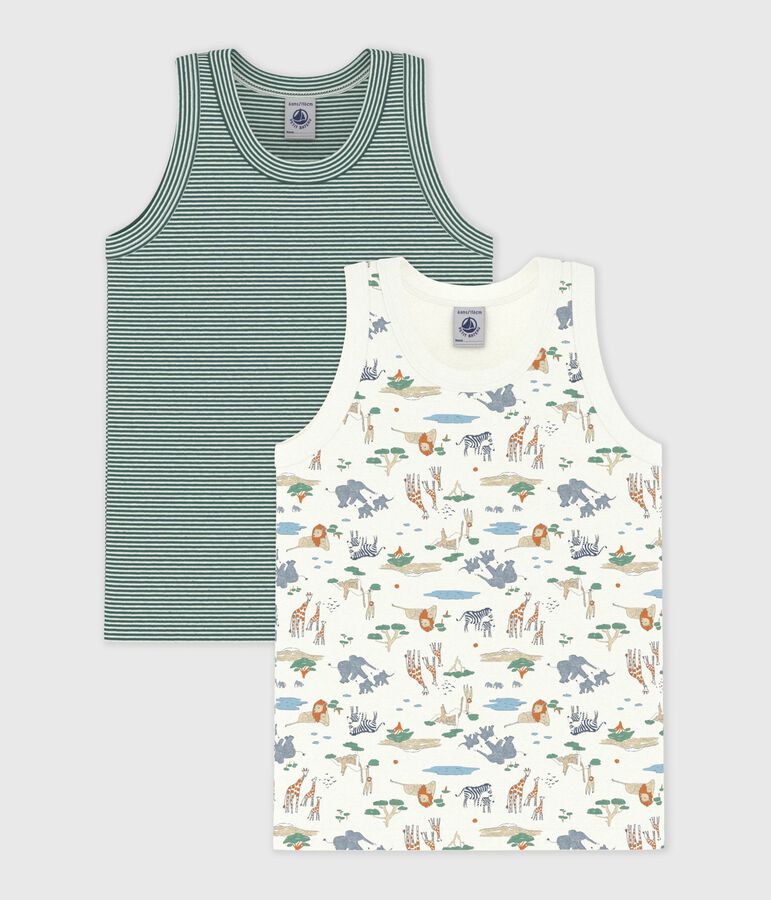 Pack of children's savannah print cotton tank tops multicolor