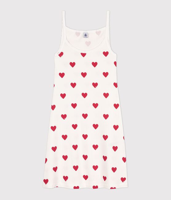 Women's cotton babydoll nightdress MARSHMALLOW white/TERKUIT red