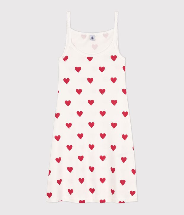 Women's cotton babydoll nightdress white/red