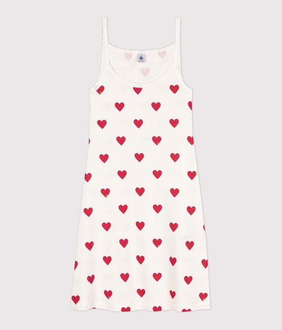 Women's Organic Cotton Strappy Dress MARSHMALLOW white/TERKUIT red
