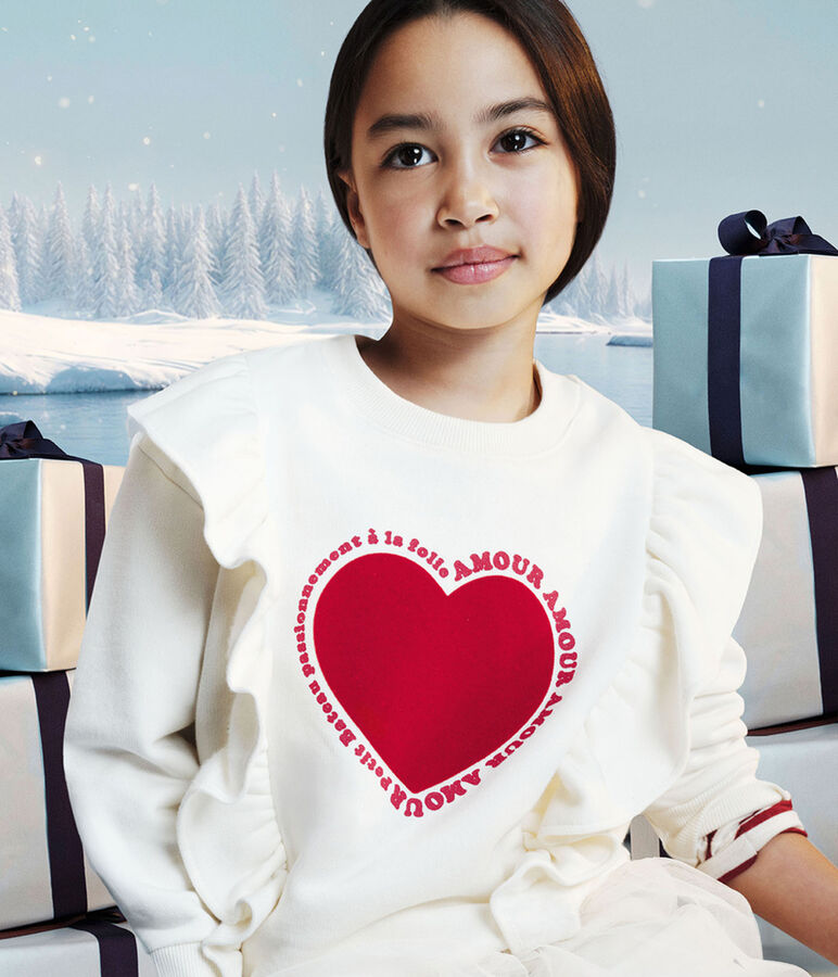 Children's printed cotton sweatshirt Ecru