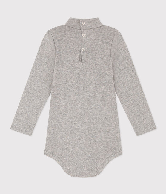 Babies' Long-Sleeved Roll Neck Cotton Bodysuit CHATON CHINE grey