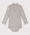 Babies' Long-Sleeved Roll Neck Cotton Bodysuit CHATON CHINE grey