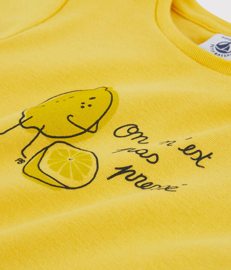 Girls' Short-Sleeved Cotton T-Shirt yellow