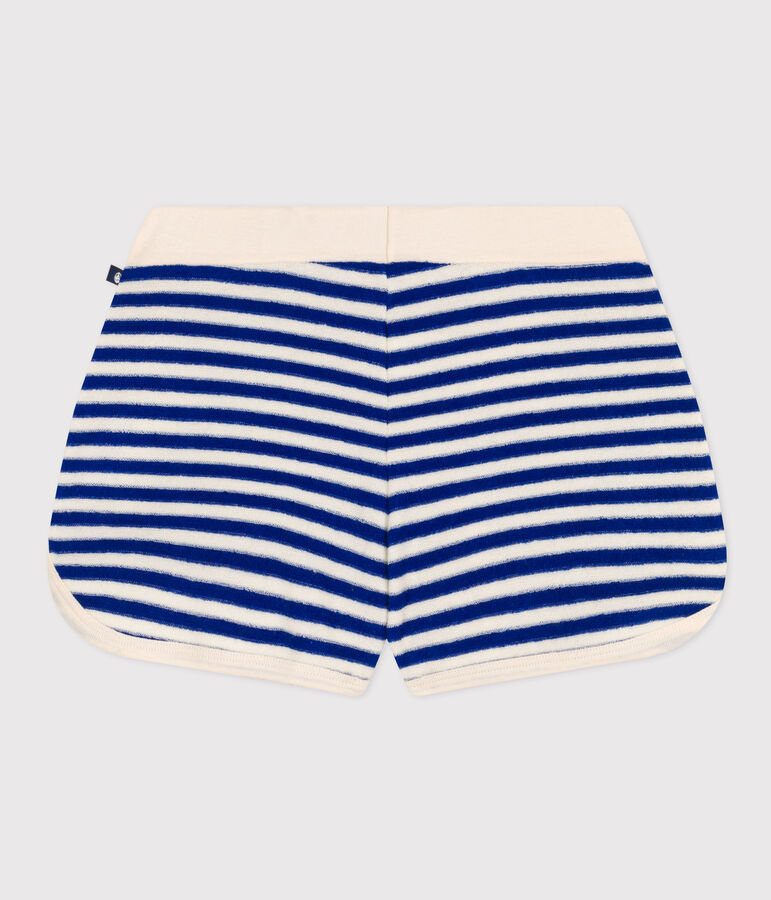 Girl's Striped Terry Shorts blue/ecru