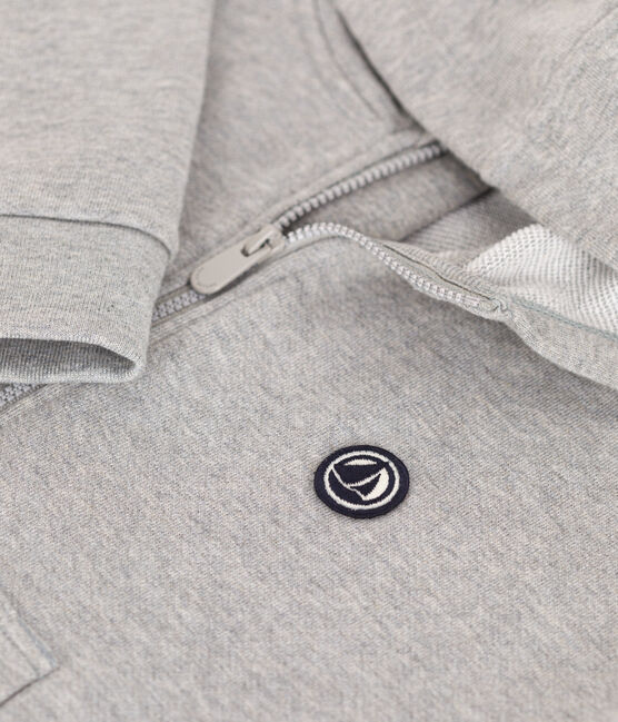 Boys' zip-up fleece hoodie CHATON CHINE grey