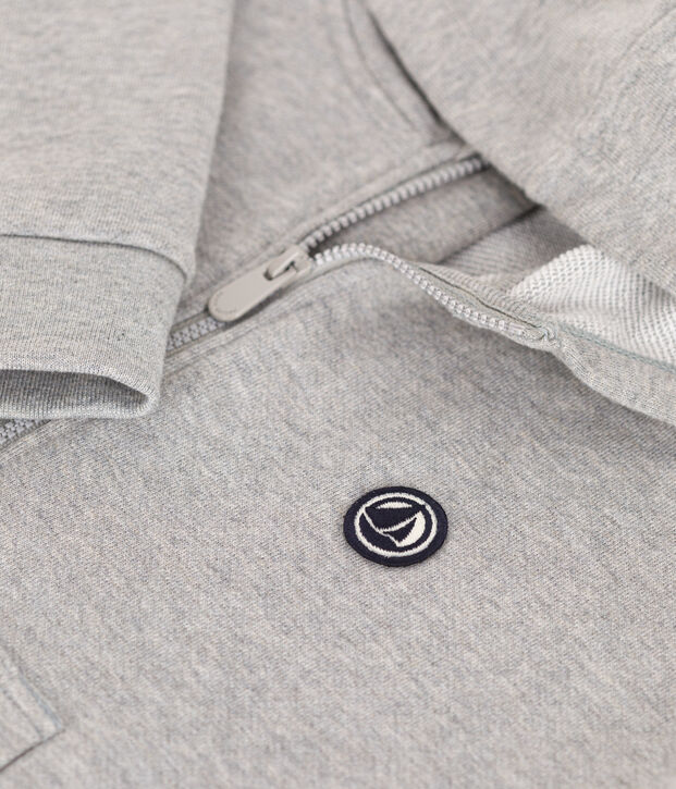 Boys' zip-up fleece hoodie grey