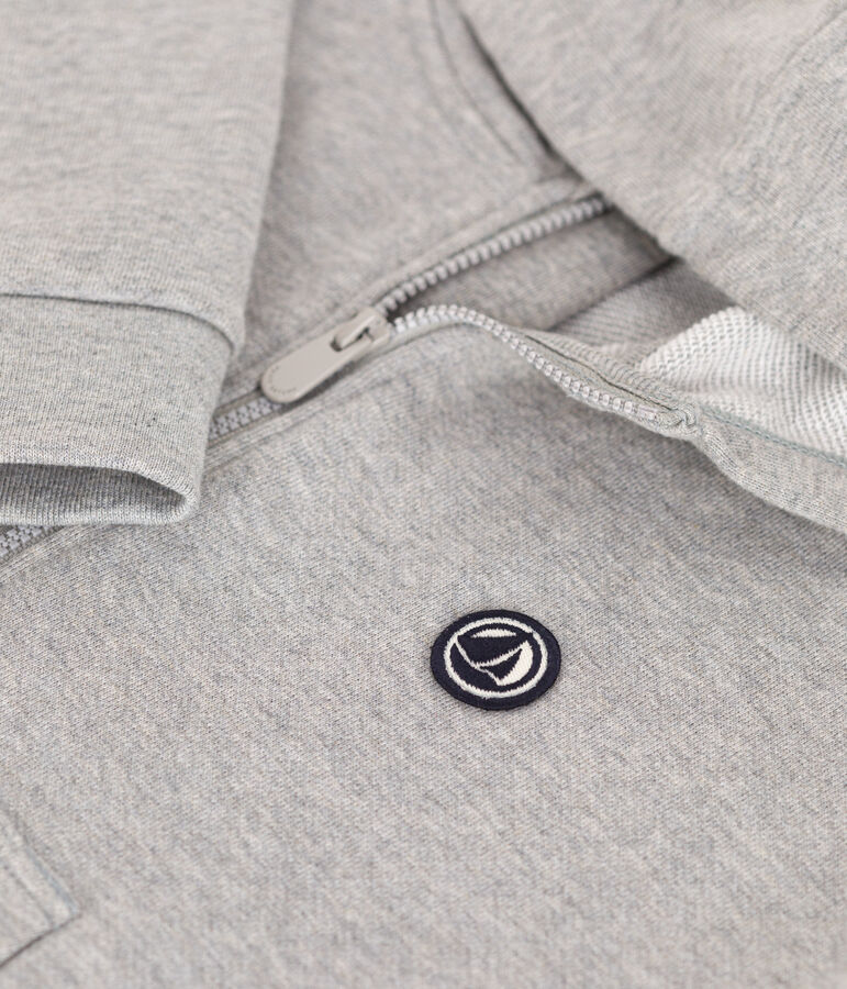 Boys' zip-up fleece hoodie grey