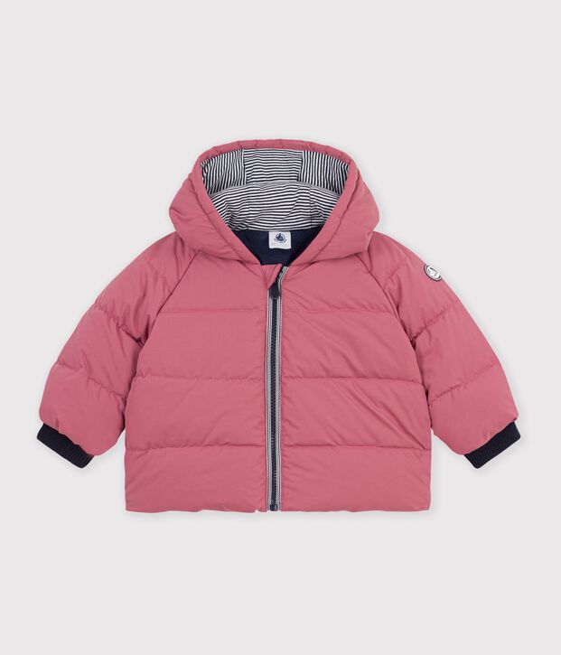 Babies' puffer jacket in plain polyester pink