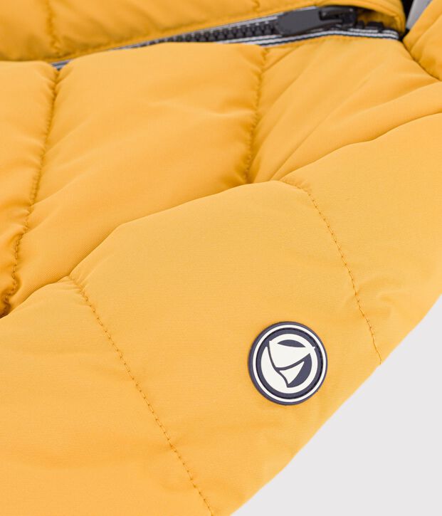 Babies' puffer jacket in plain polyester yellow