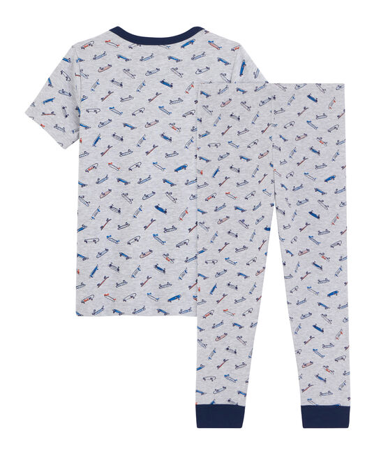 Boys' Ribbed Skates Pyjamas POUSSIERE grey/MULTICO white