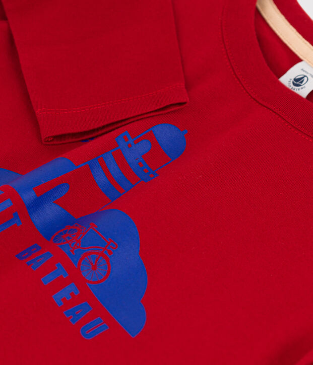 Boys' Long-Sleeved Cotton T-Shirt red