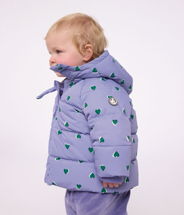 Babies' puffer jacket in animal print polyester purple/multicolor