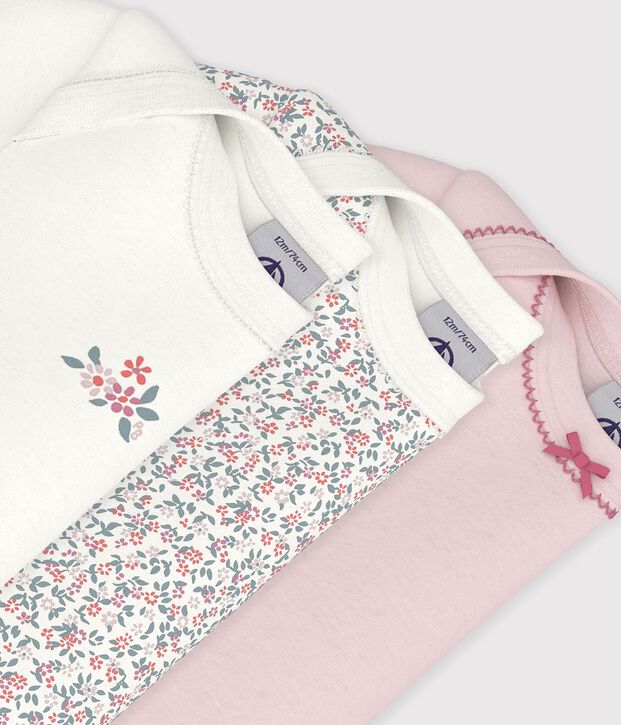 Pack of short-sleeved flower print cotton bodies for babies multicolor