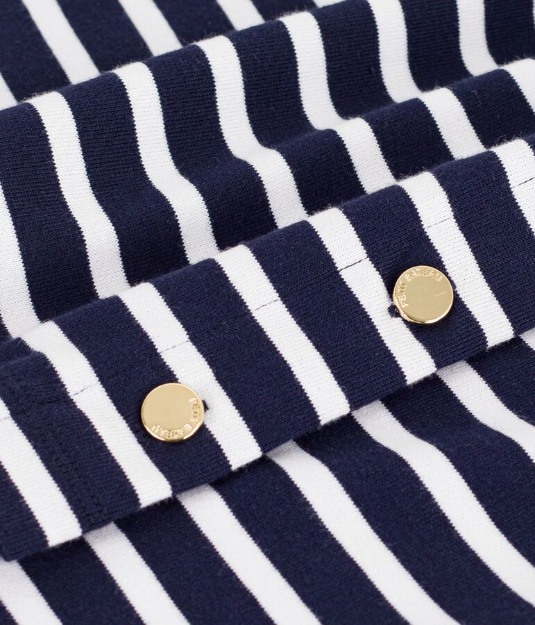 Women's stripy cotton Breton top SMOKING blue/MARSHMALLOW white