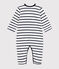 Striped Velour Sleepsuit MARSHMALLOW white/SMOKING blue
