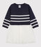 Babies' Wool/Cotton Dress SMOKING blue/MARSHMALLOW white