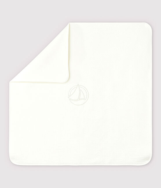 Organic Cotton Tube Knit Baby Blanket MARSHMALLOW white
