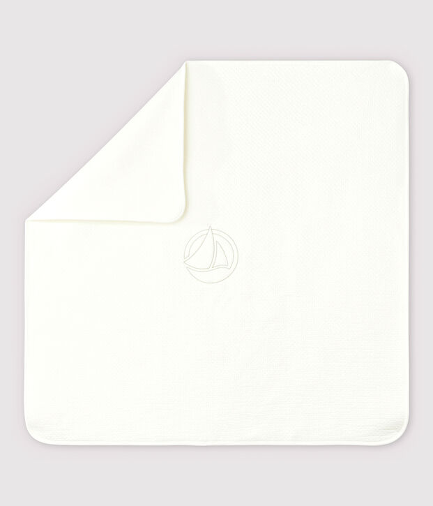 Babies' Organic Cotton Quilted Tube Knit Blanket white