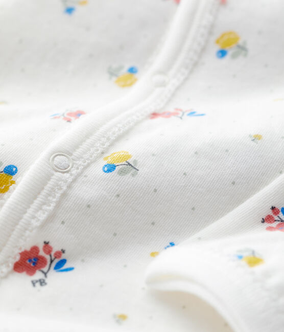 Babies' Floral Organic Cotton Sleepsuit MARSHMALLOW white/MULTICO white
