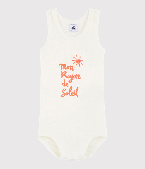 Baby Boys' Sleeveless Bodysuit MARSHMALLOW white/CORAL orange