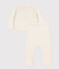 Babies' Wool/Cotton Knit 2-Piece Outfit MARSHMALLOW white