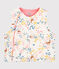 Baby Girls' Reversible Padded Organic Cotton Cardigan MARSHMALLOW white/MULTICO white