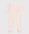 Babies' Heart Patterned Velour Pyjamas MARSHMALLOW white/TERKUIT red