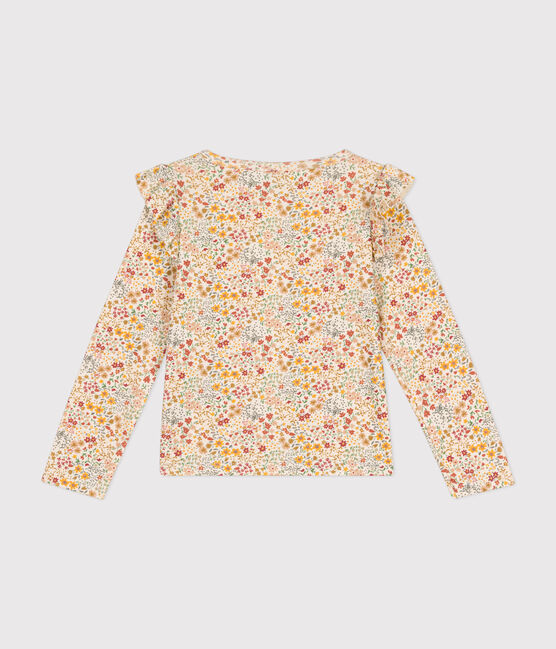 Girls' long-sleeved rib knit T-shirt AVALANCHE white/MULTICO
