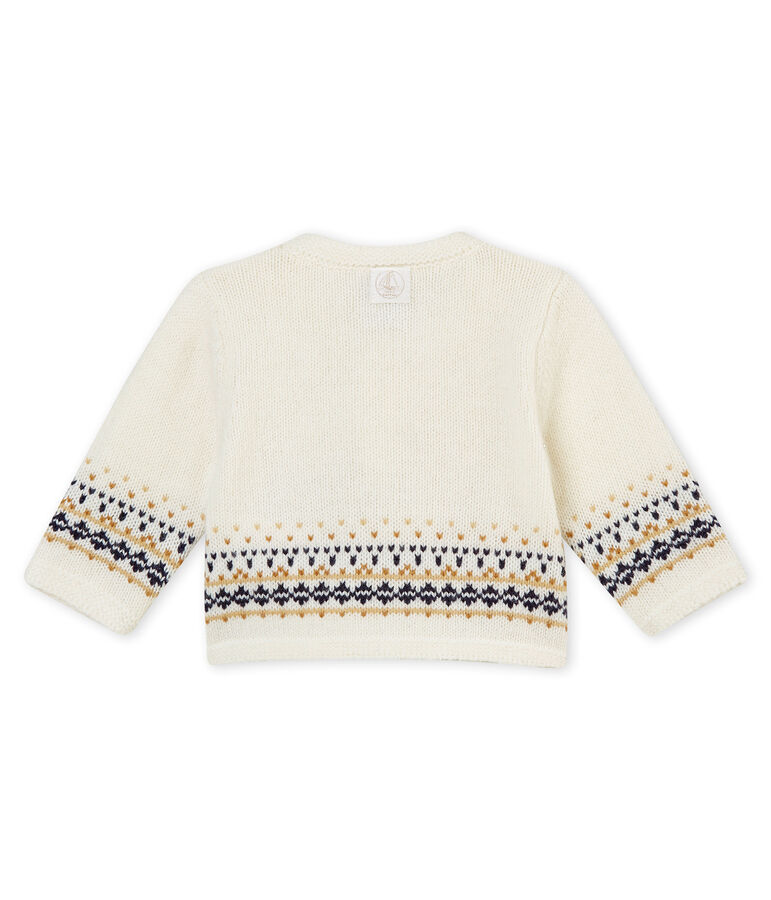 Baby boy's cardigan in knit jacquard MARSHMALLOW white