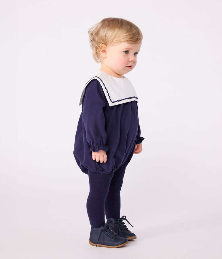 Babies' sailor-style cotton playsuit blue