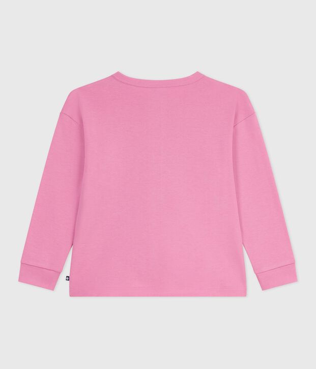 Children's long-sleeved printed cotton T-shirt pink