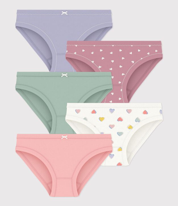 Pack of children's cotton pants with hearts multicolor
