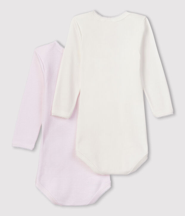 Babies' Pinstriped Long-sleeved Organic Cotton Bodysuits - 2-Pack multicolor