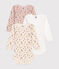 Babies' long-sleeved floral cotton bodysuits - 3-pack variante 1